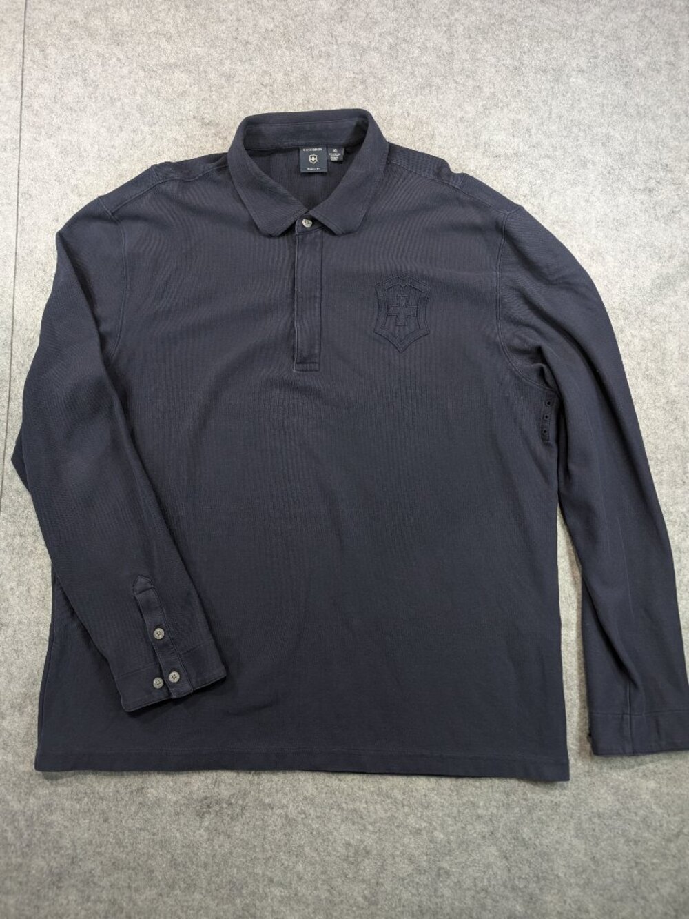 Victorinox Swiss Army Men's Long Sleeve Polo Shirt 1/4 Zip Up Dark Navy XL